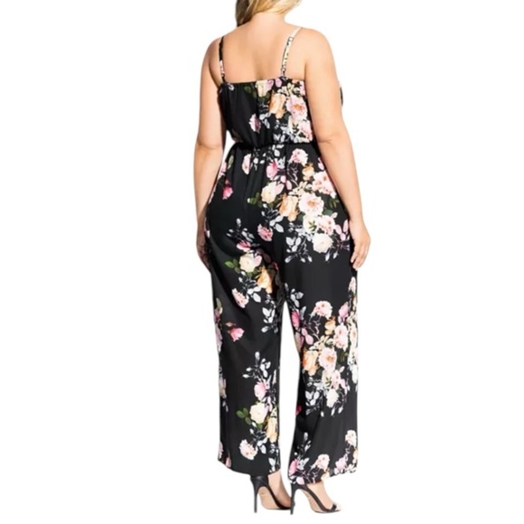 City Chic Tuscan Rose Sleeveless Tie-Front Jumpsuit Size Extra Extra Large (24W) - Picture 2 of 2